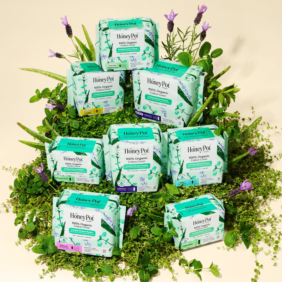 Incontinence Cooling Herbal Infusion 100% Organic Cotton Cover Daytime Pads